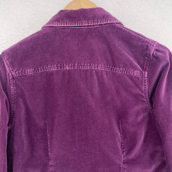 LL BEAN Shirt Womens S Velvet Button Up Long Sleeve Shacket Cotton Purple - Picture 6 of 12